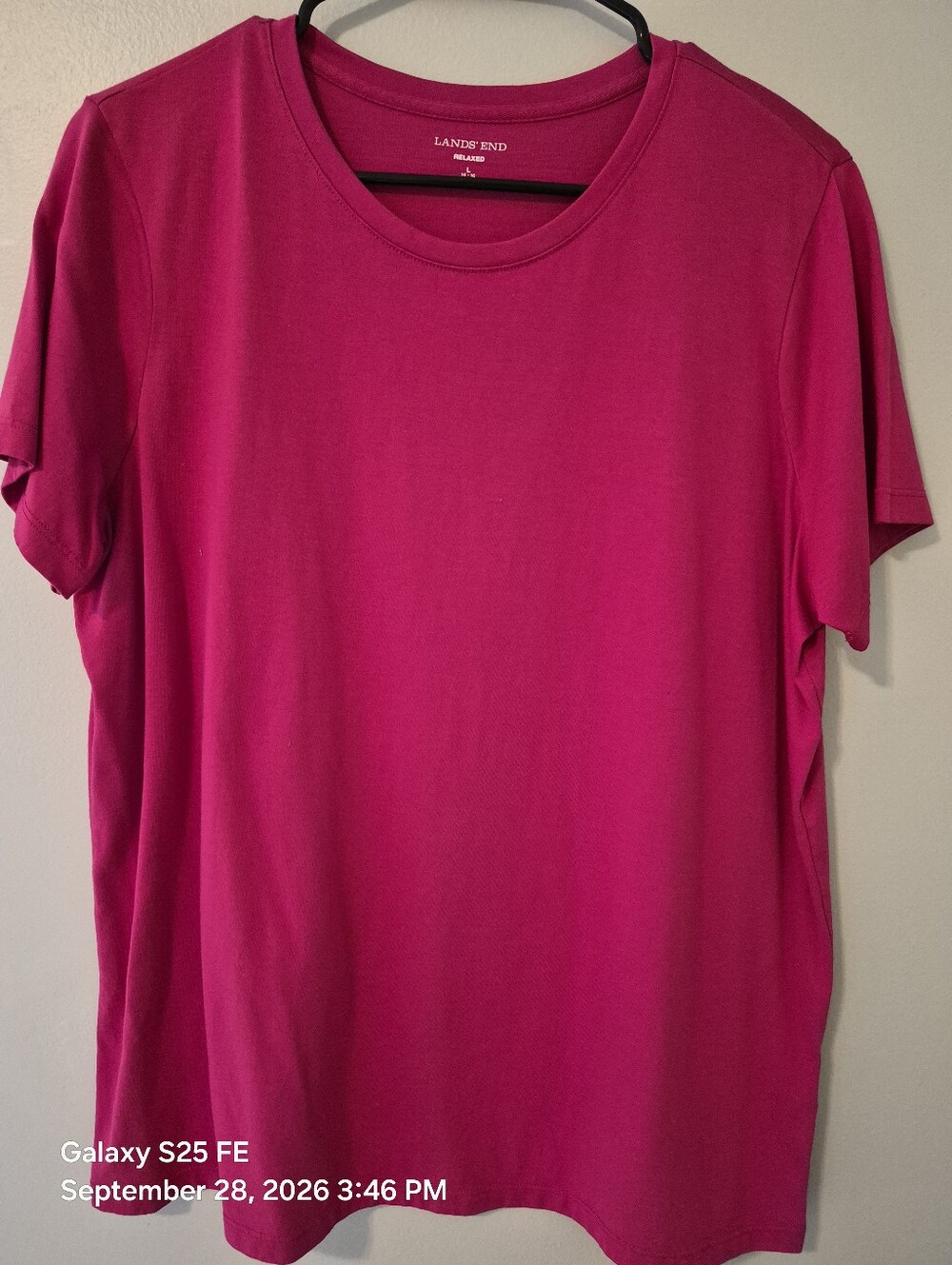 Lands' End Short-Sleeve Crew Tee in Berry Pink